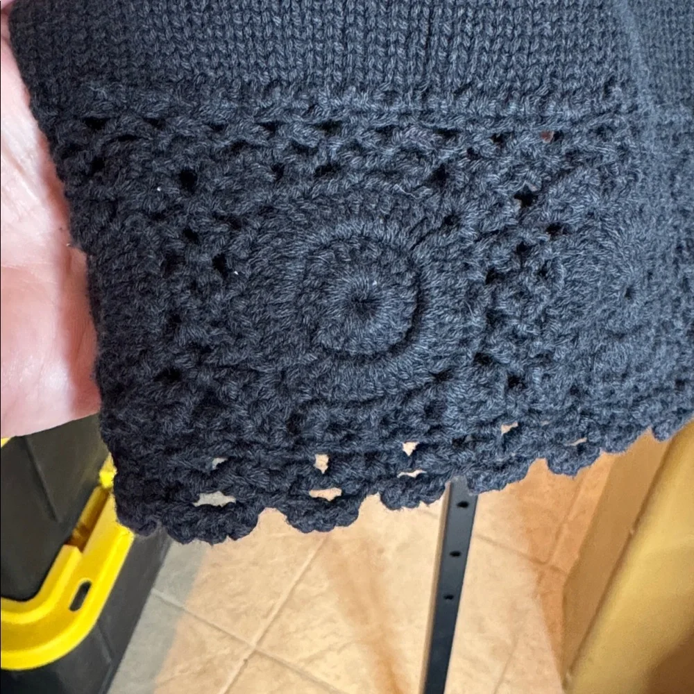 Vintage Y2K PS President Stone Black Knit Crochet Skirt Sz Small *Repair Needed